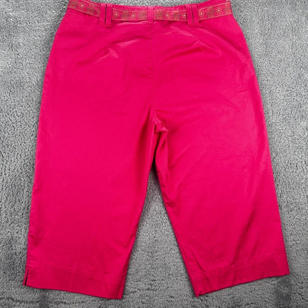 White Stag Capri Pants Women 10 Coral Pink Stretch‎ Belted WS513240